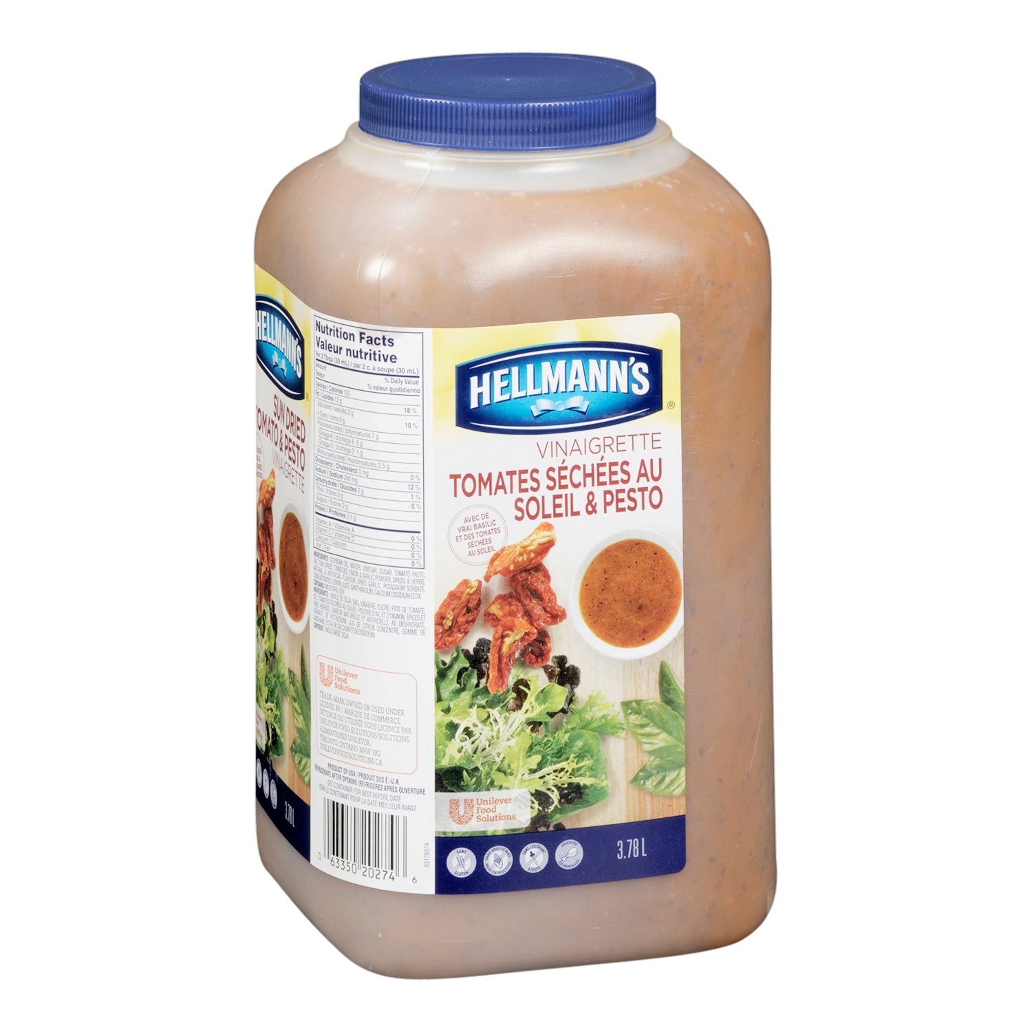 Dressing Sundried Tomato Pesto Gluten-Free - 2 x 3.78 L - Hellmans - Restaurant and Foodservice Ingredients - Canadian Distribution - Ships Free Within Canada on Orders Above CAD $199
