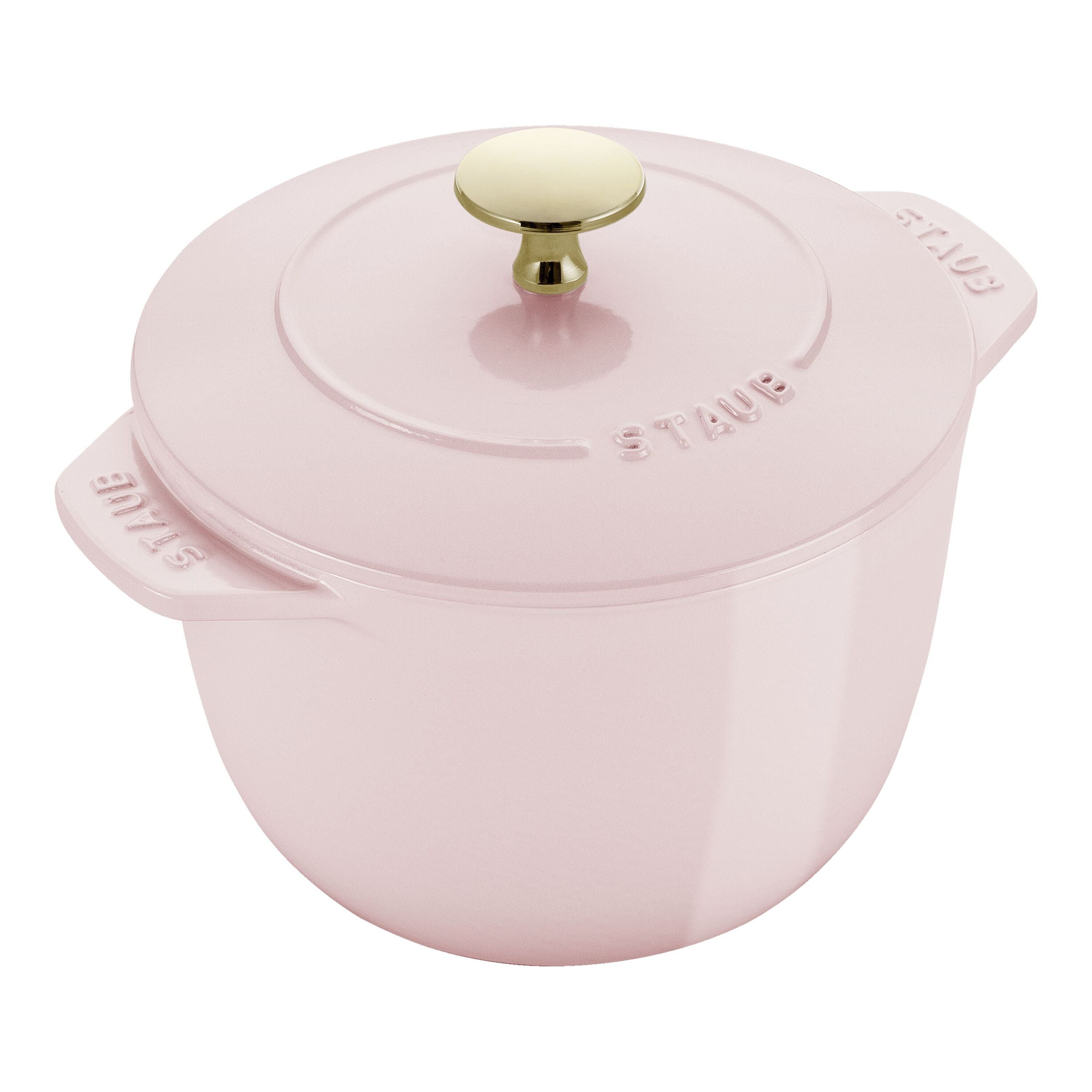 STAUB La Cocotte 1.75 L Cast Iron Round Rice Cocotte, Sorbet Rose