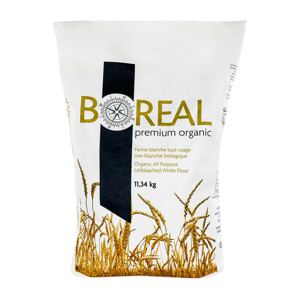 Boreal Premium Organic All Purpose Organic White Flour - 4 x 11.34 kg - Grocery and Food Items - Canadian Distribution - Ships Free Within Canada on Orders Above CAD $199