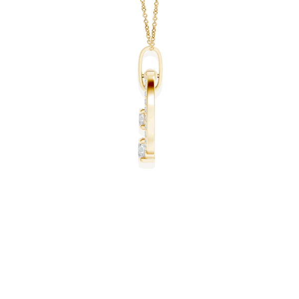 14K Solid Gold Hanging Tow Circle Diamond Necklace
