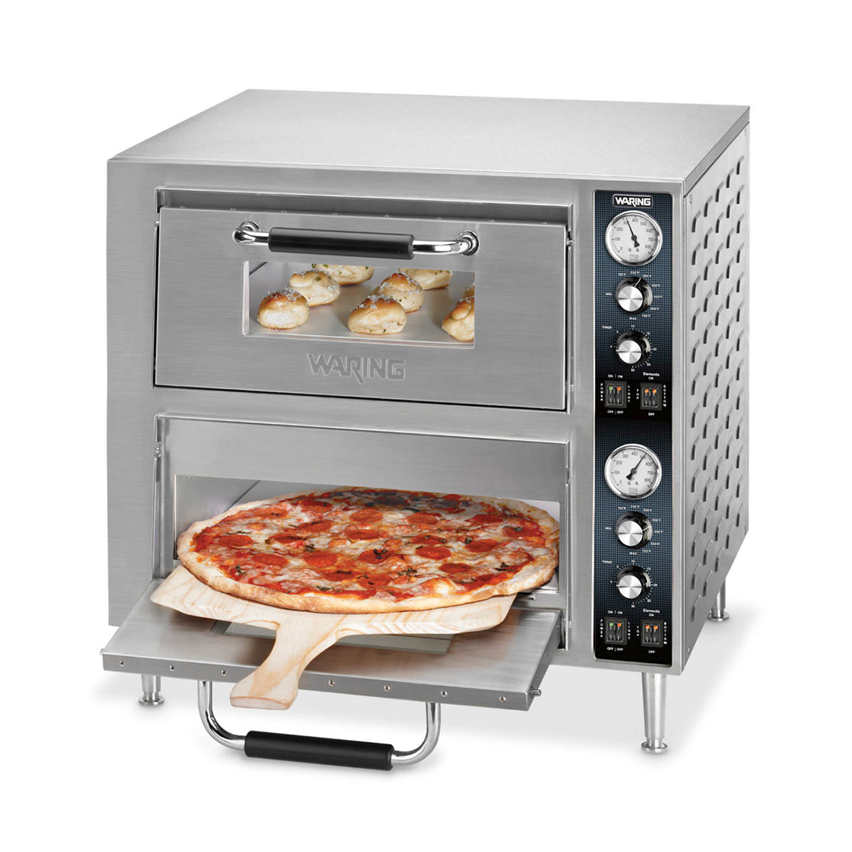 WPO750 Double Chamber Double-Deck Commercial Pizza Oven by Waring Commercial