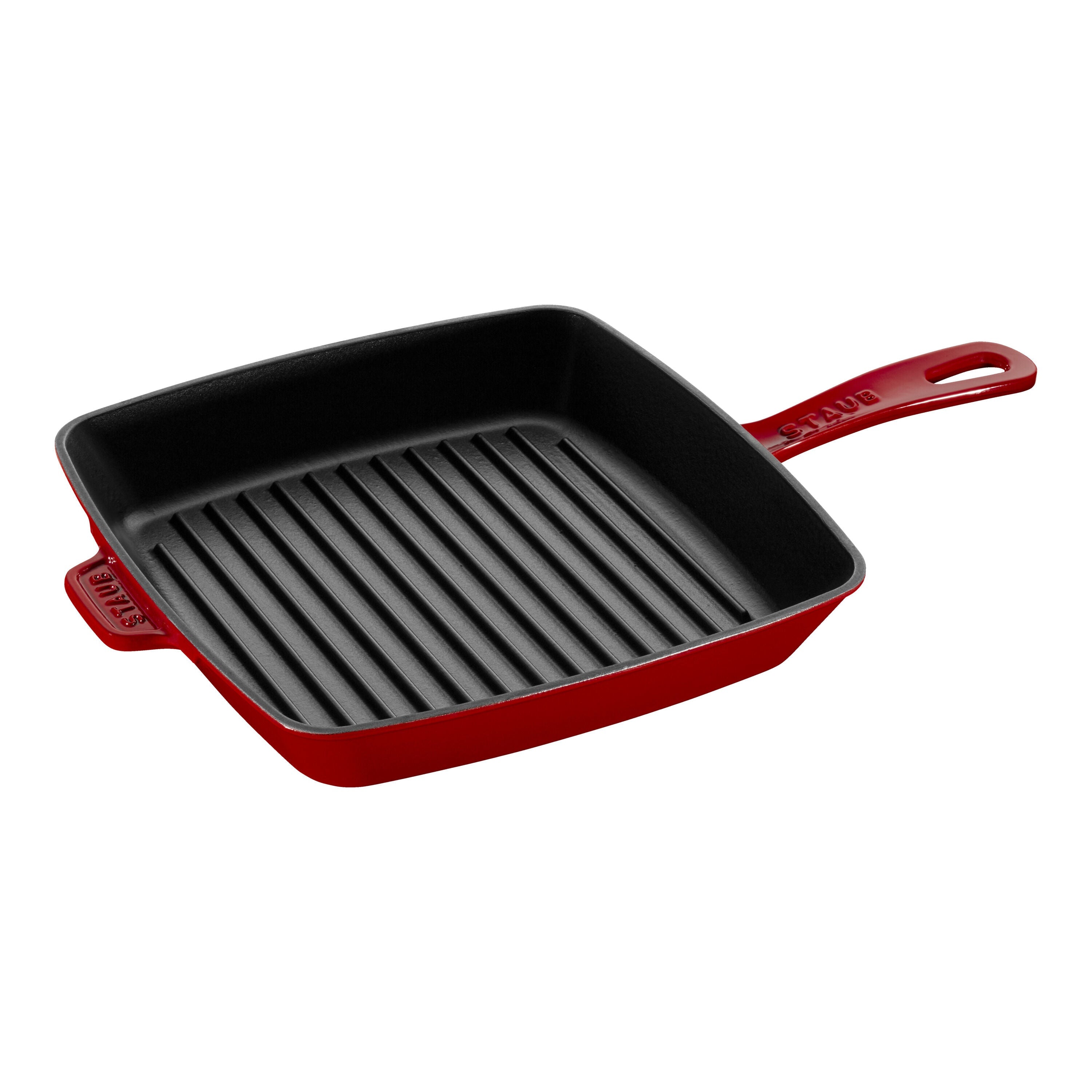 STAUB Grill Pans 26 cm Cast Iron Square American Grill, Cherry