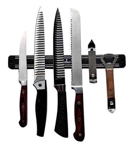 Magnetic Knife Tool Rack - 4 Strong Black Wall Mount