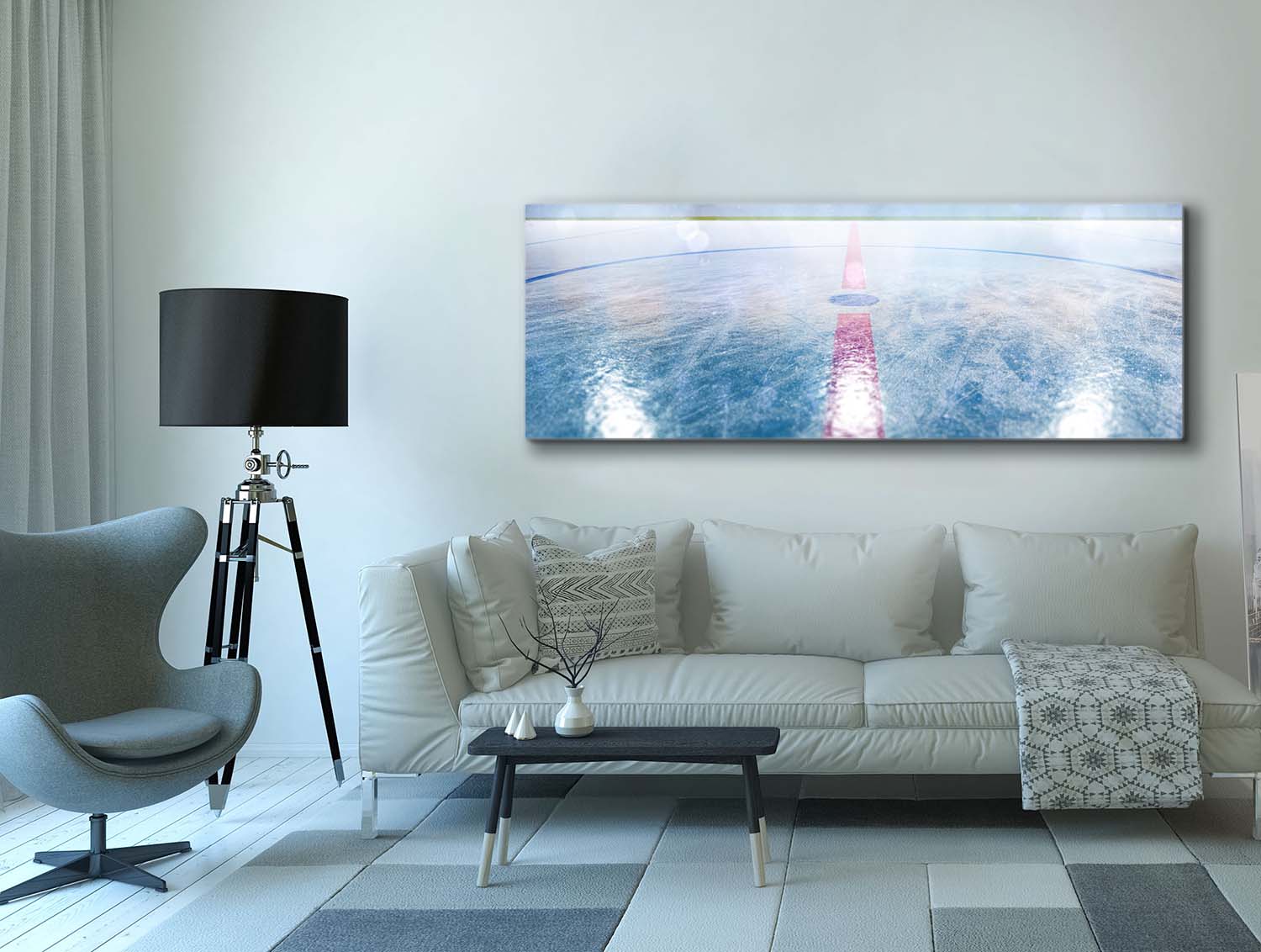 Wall art-Ice Hockey -Fine Art- Canvas Print-Silver Finish