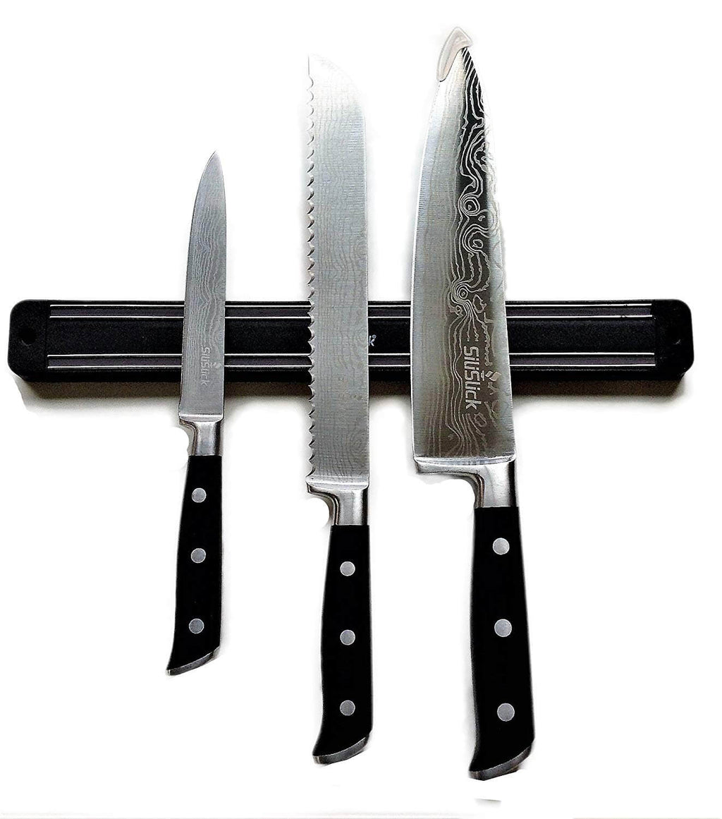 Magnetic Knife Tool Rack - 4 Strong Black Wall Mount