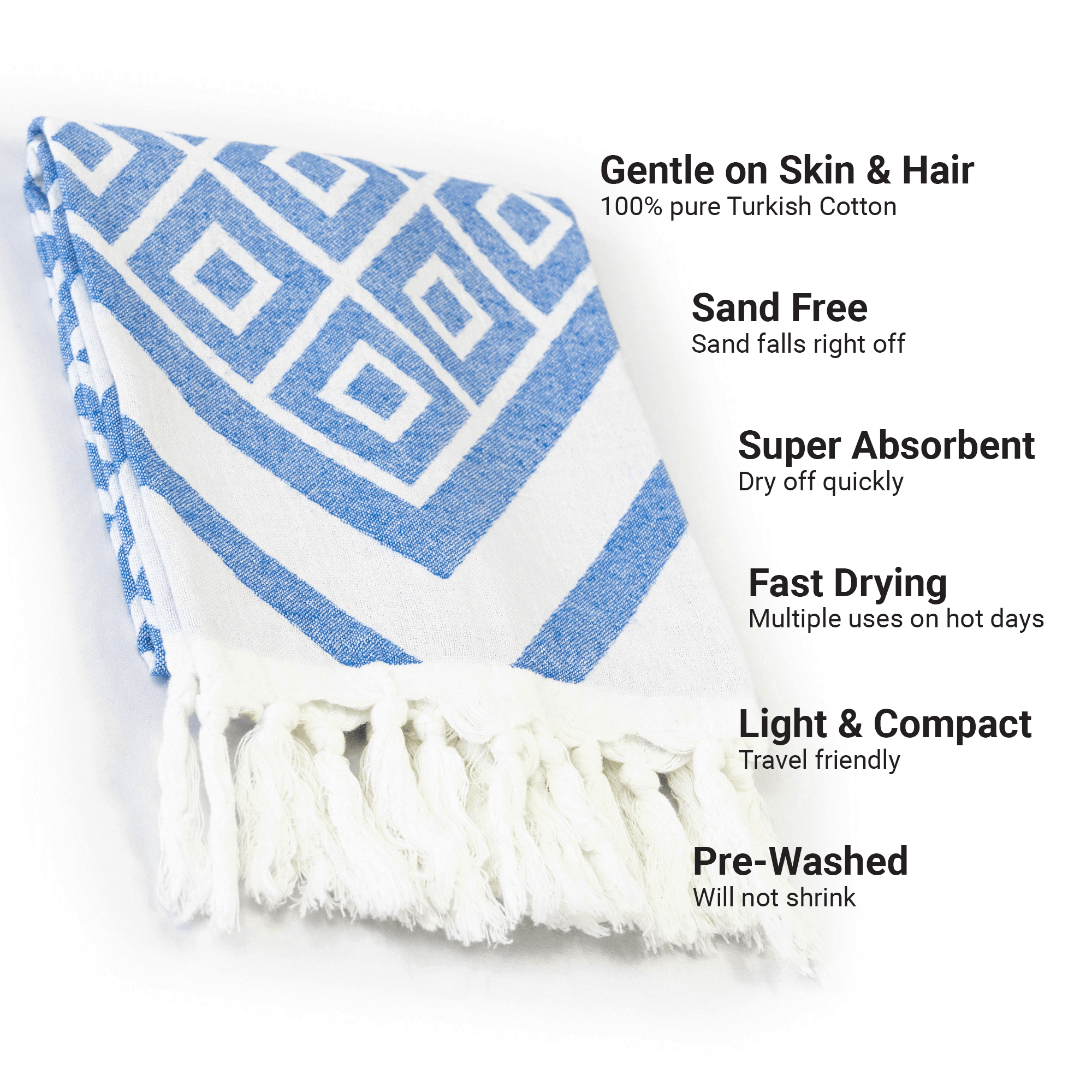 Turkish Towels Canada | Hand Towel | Blue + White