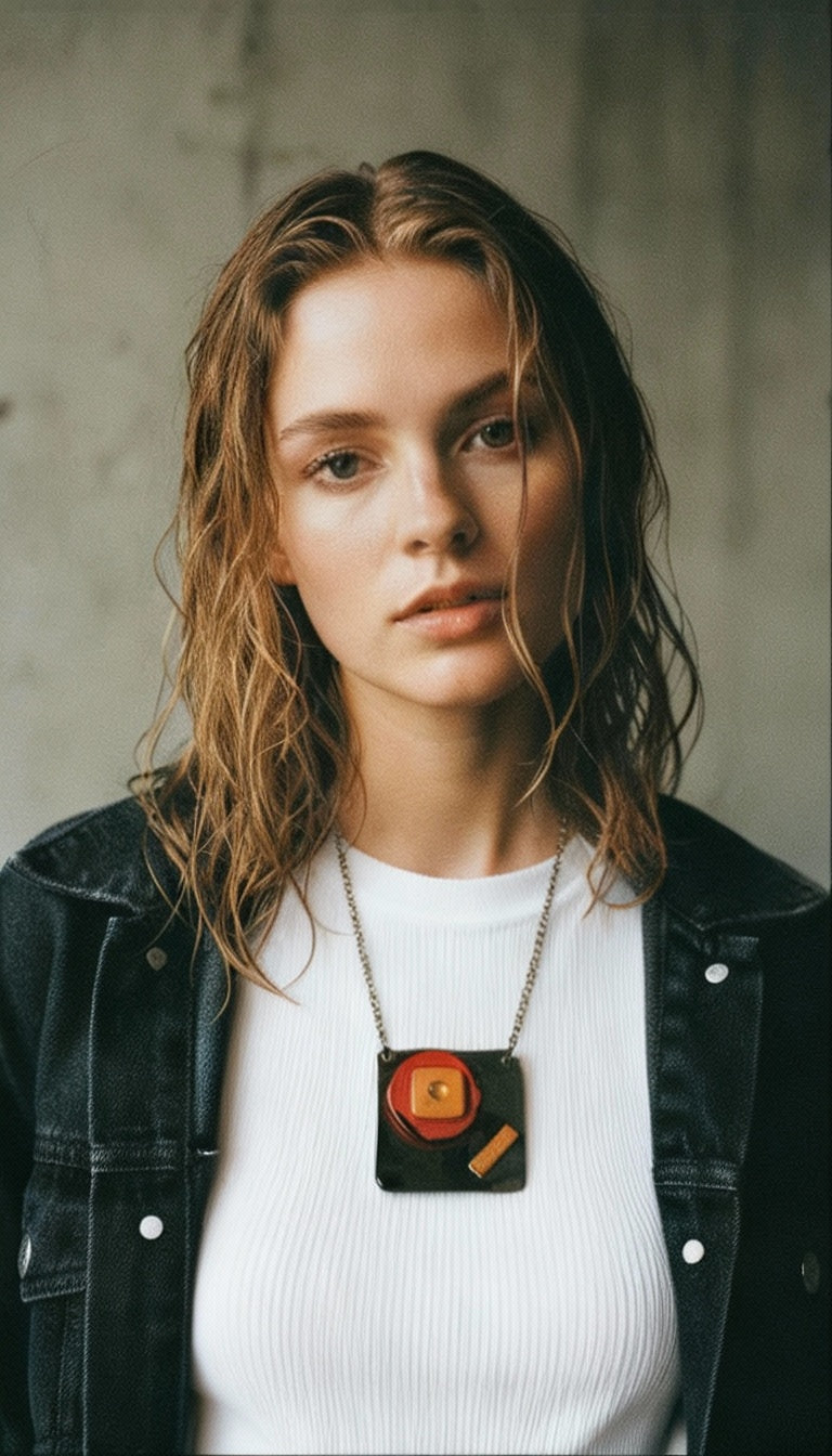 Abstract Geometric Pendant Necklace Handmade