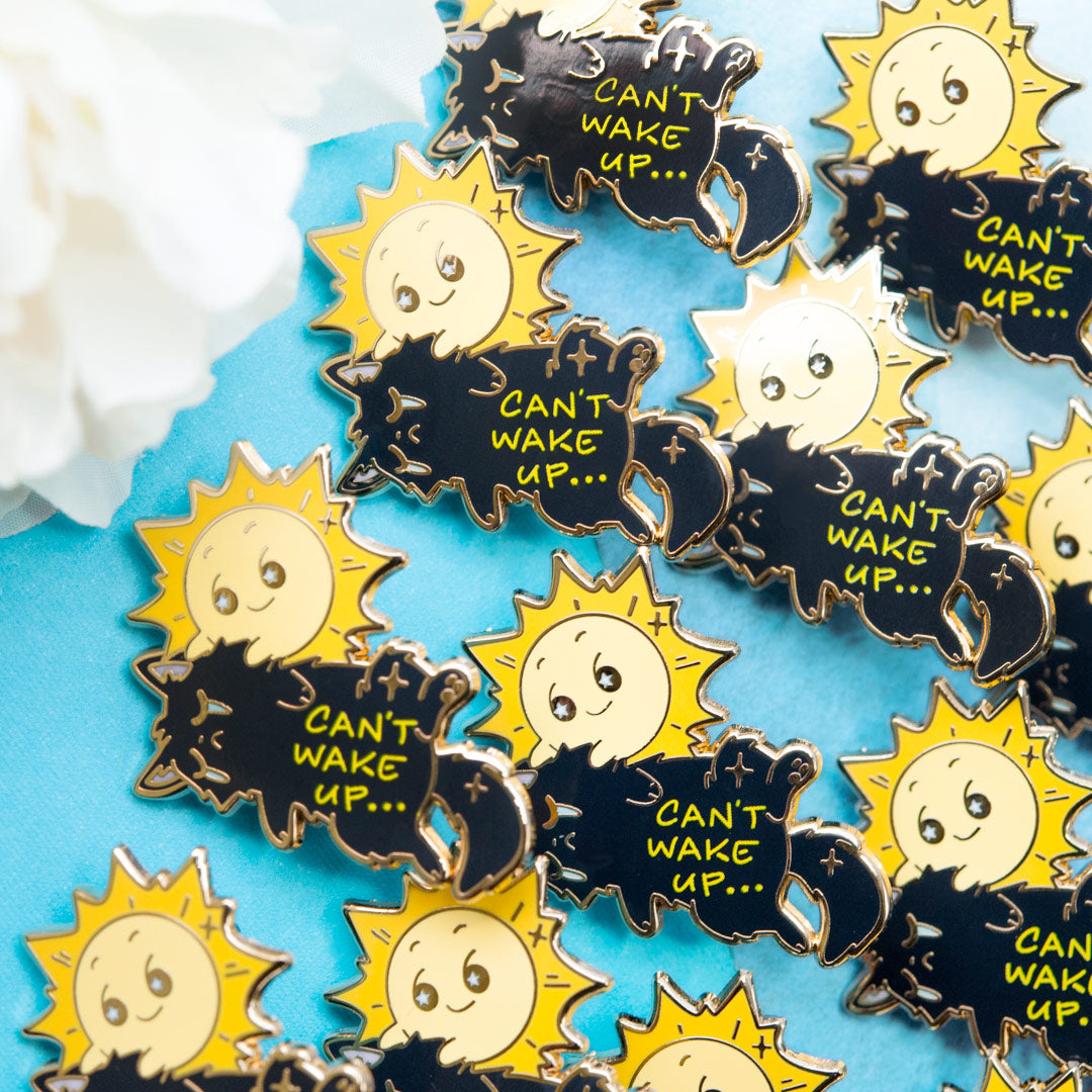 Can't Wake Up (Chantilly-Tiffany Black Cat) Enamel Pin