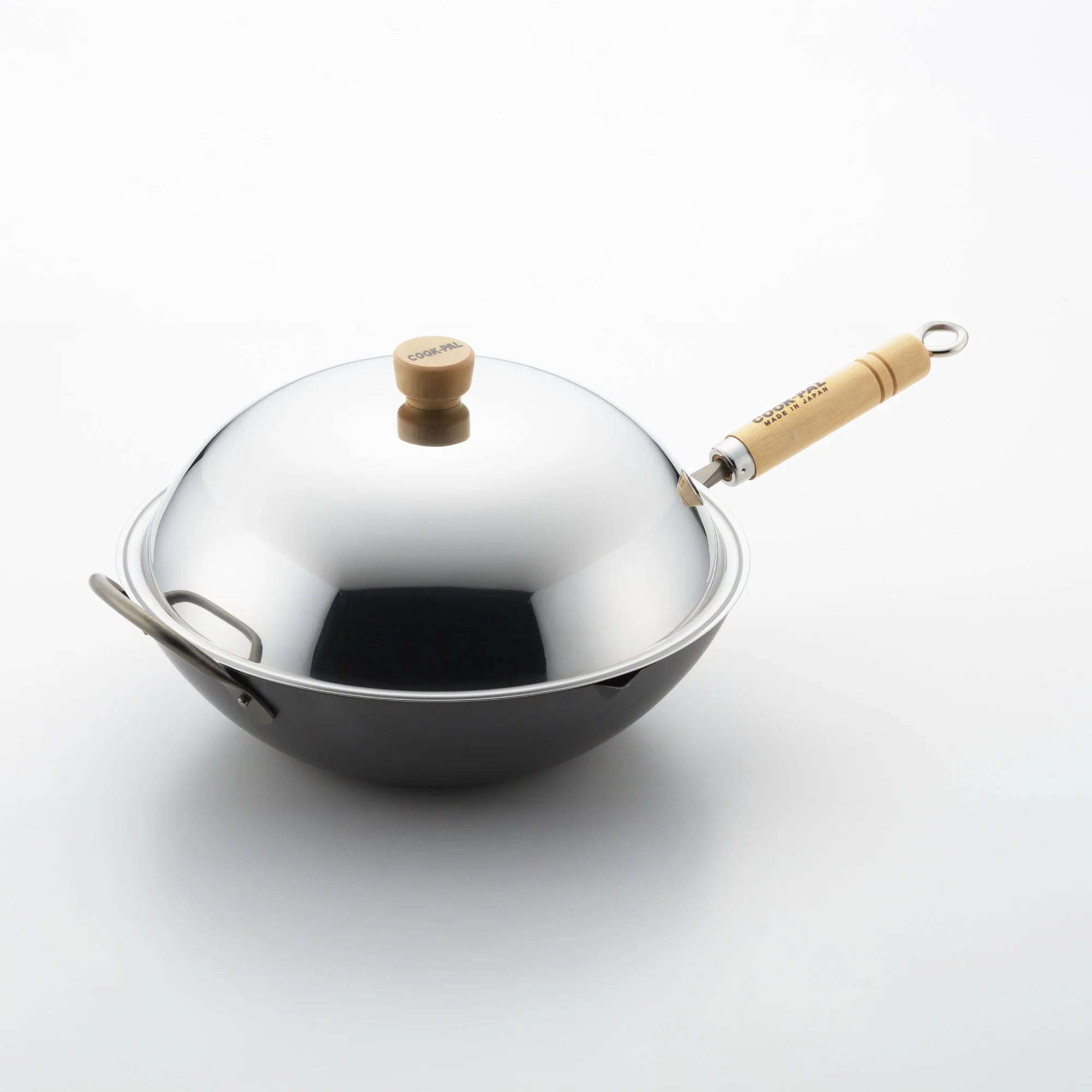 Yoshikawa 36cm Carbon Steel Wok with Stainless Steel Lid – Made in Japan