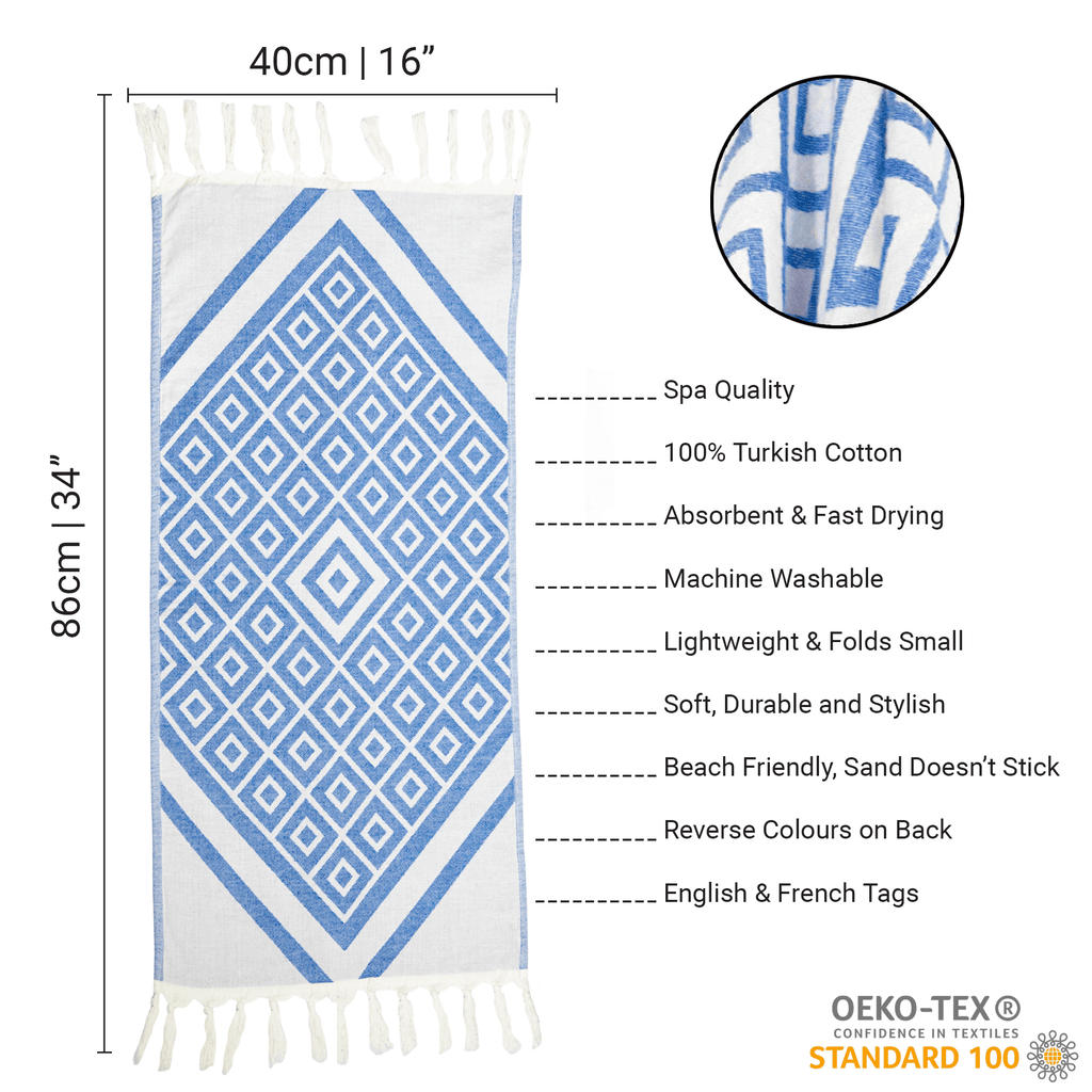 Turkish Towels Canada | Hand Towel | Blue + White
