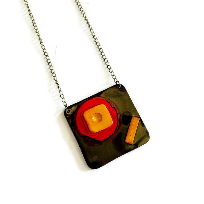 Abstract Geometric Pendant Necklace Handmade