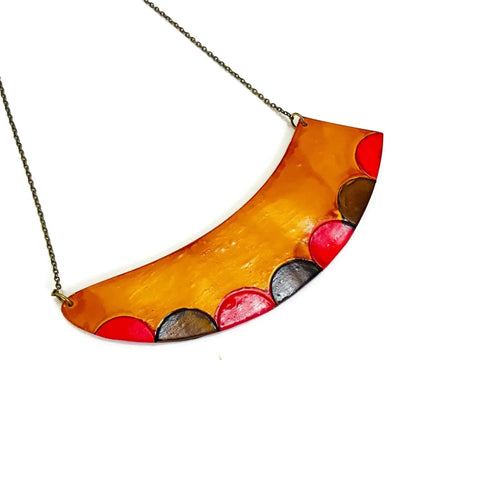 Asymmetrical Mustard Yellow Statement Necklace