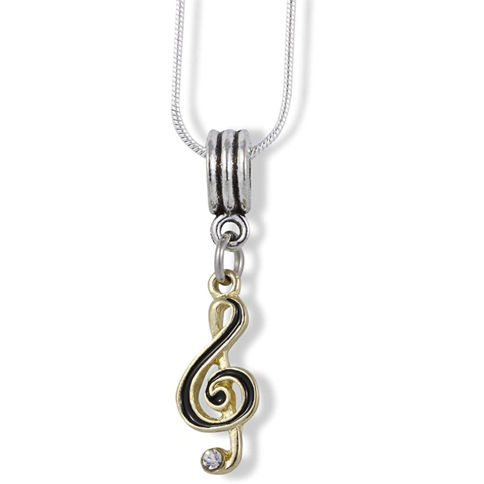 Treble Clef Music Symbol Charm Snake Chain Necklace
