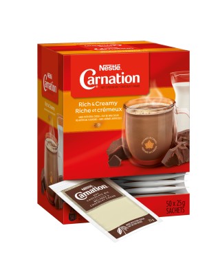 Hot Chocolate Rich and Creamy - Nestlé Carnation - 25g Sachets - 6 (50 x 25g)/Case