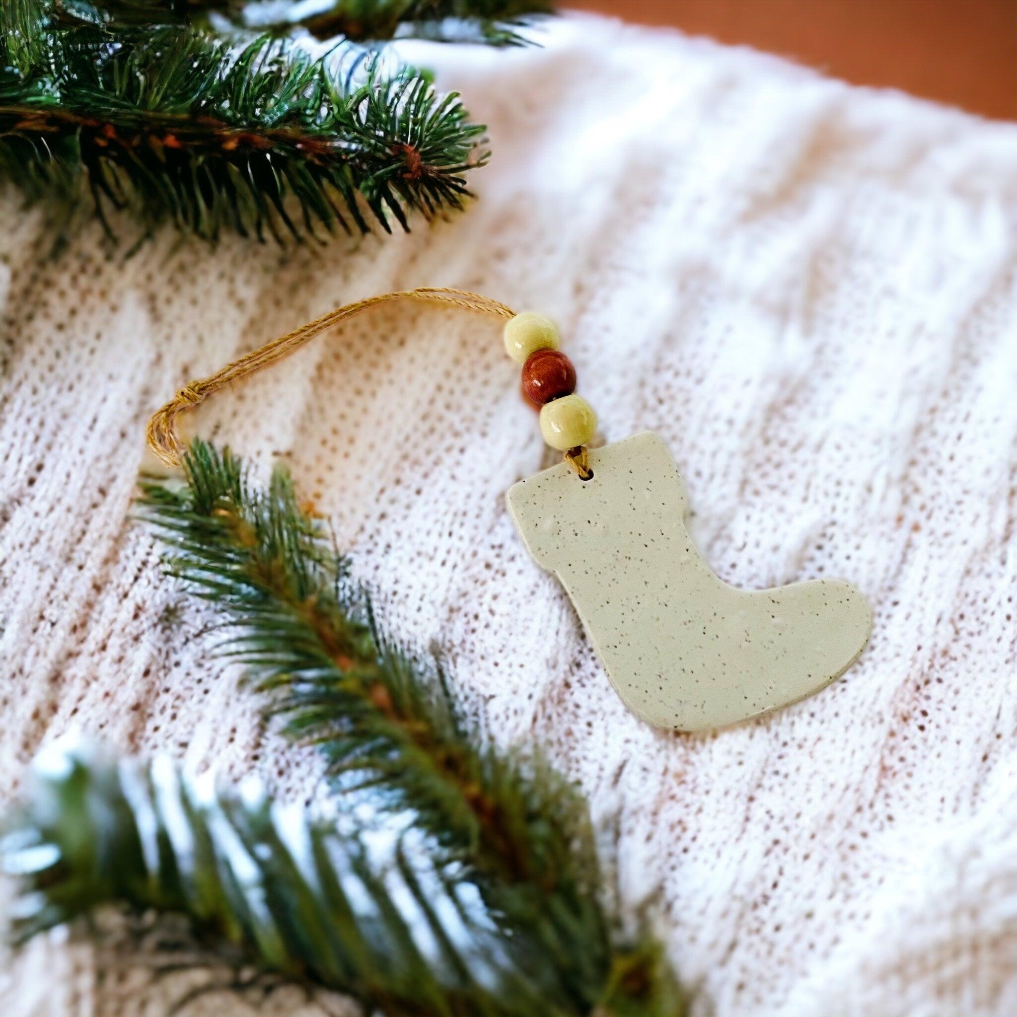 Christmas Stocking Ornament Handmade from Clay & Nova Scotia Beach Sand