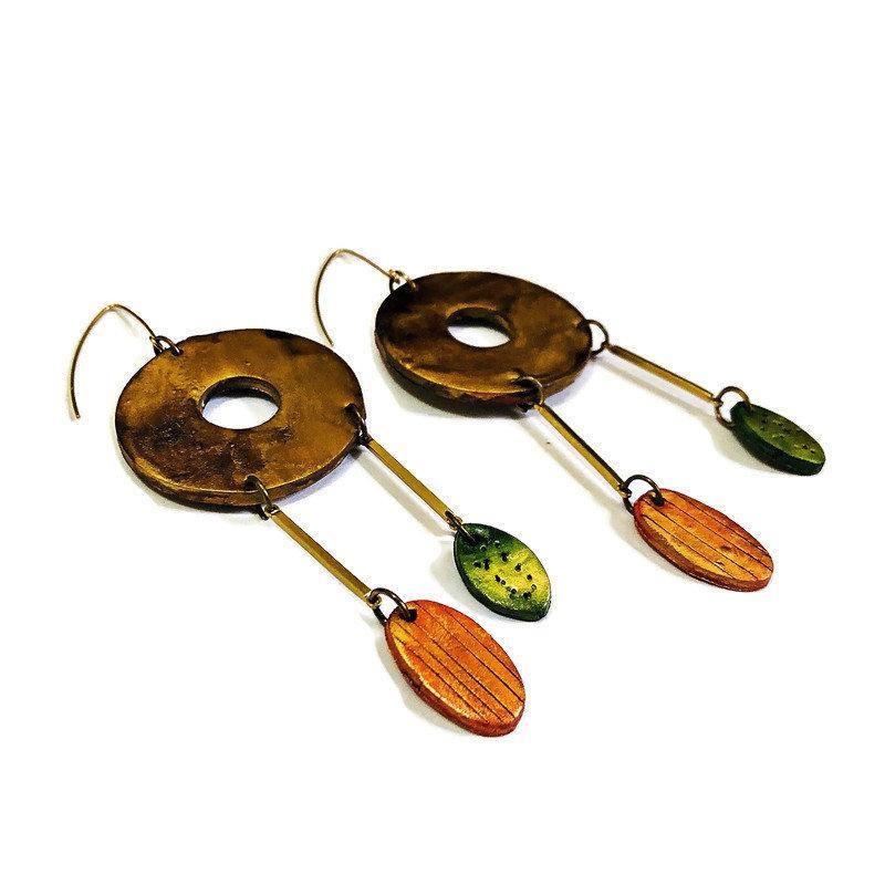 Clay Statement Earrings in Mixed Metal Color
