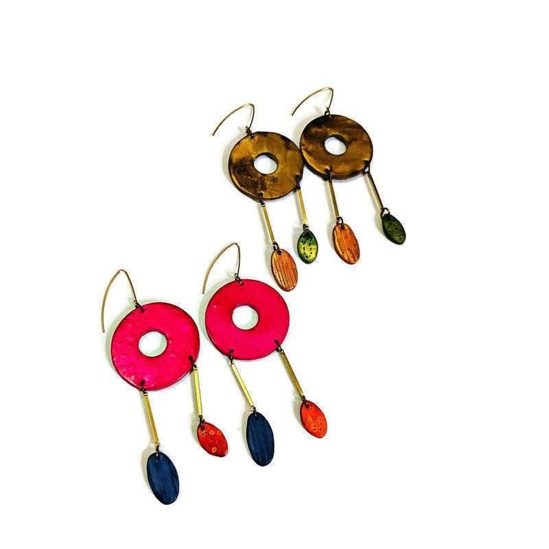 Clay Statement Earrings in Mixed Metal Color