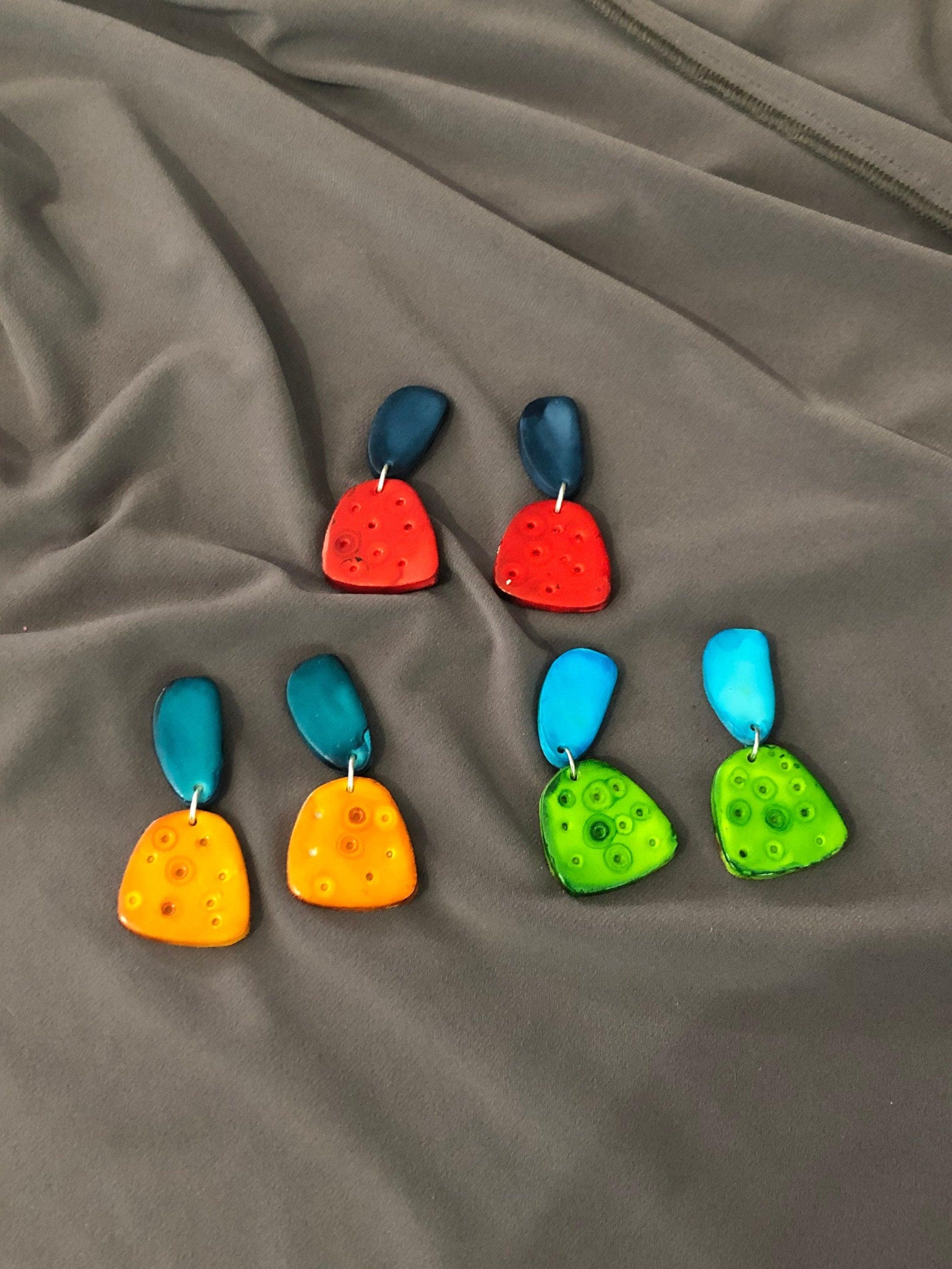 Cute Clip On Earrings Handmade from Clay & Painted