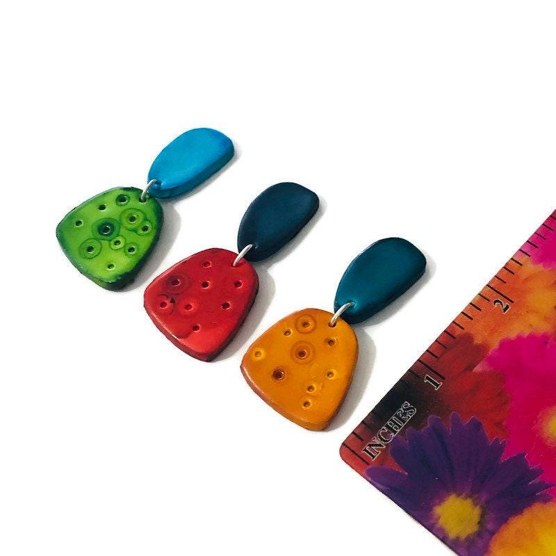 Cute Clip On Earrings Handmade from Clay & Painted