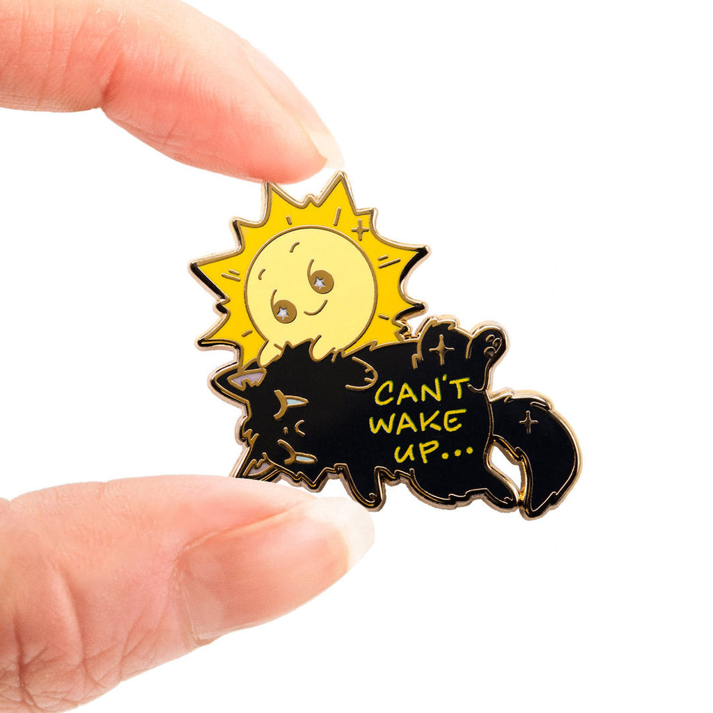 Can't Wake Up (Chantilly-Tiffany Black Cat) Enamel Pin