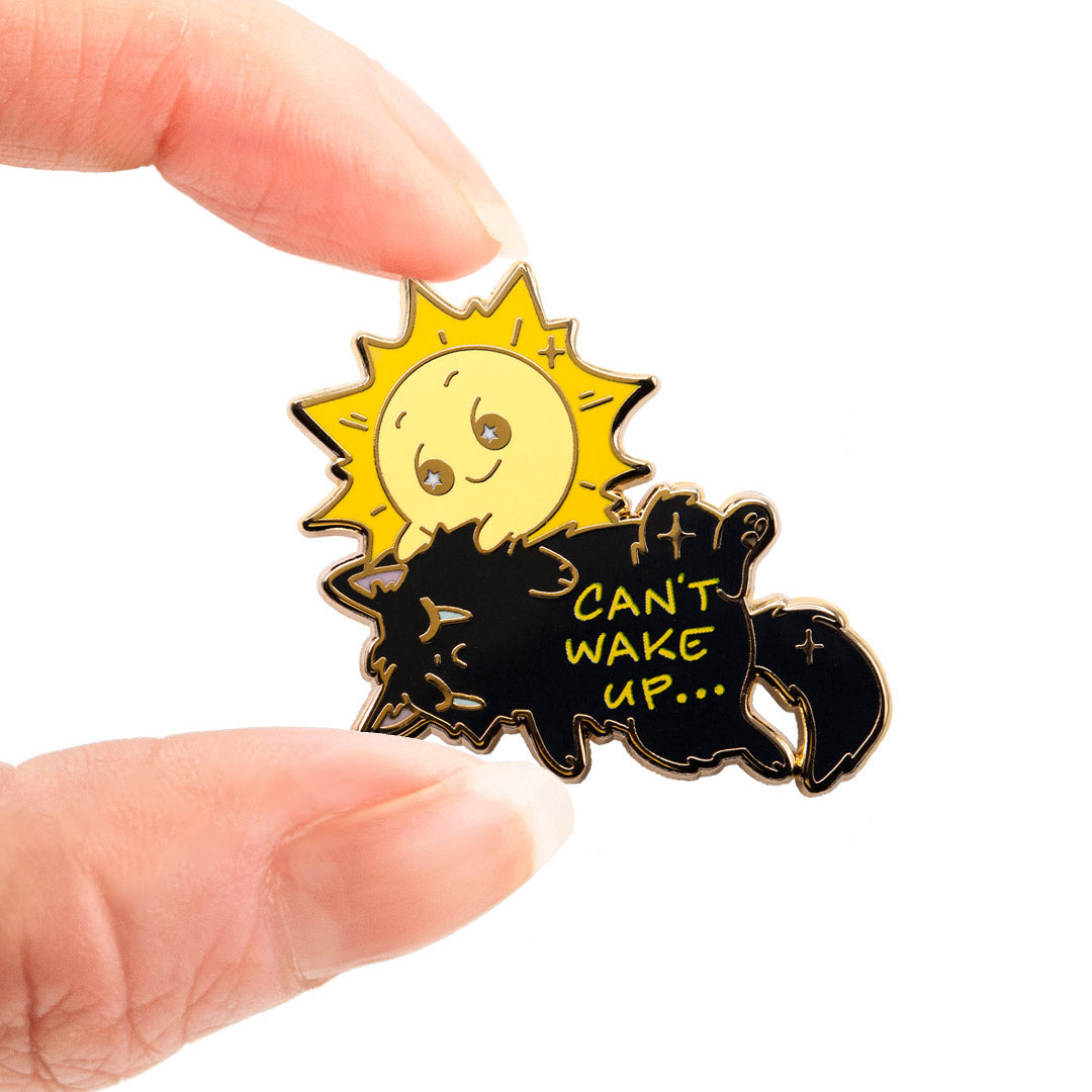 Can't Wake Up (Chantilly-Tiffany Black Cat) Enamel Pin