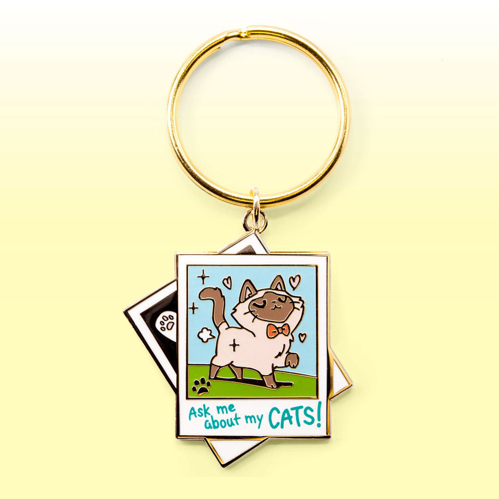 Ask Me About My Cats! (Tonkinese Cat) Keychain