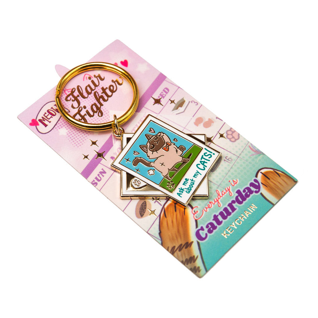 Ask Me About My Cats! (Tonkinese Cat) Keychain