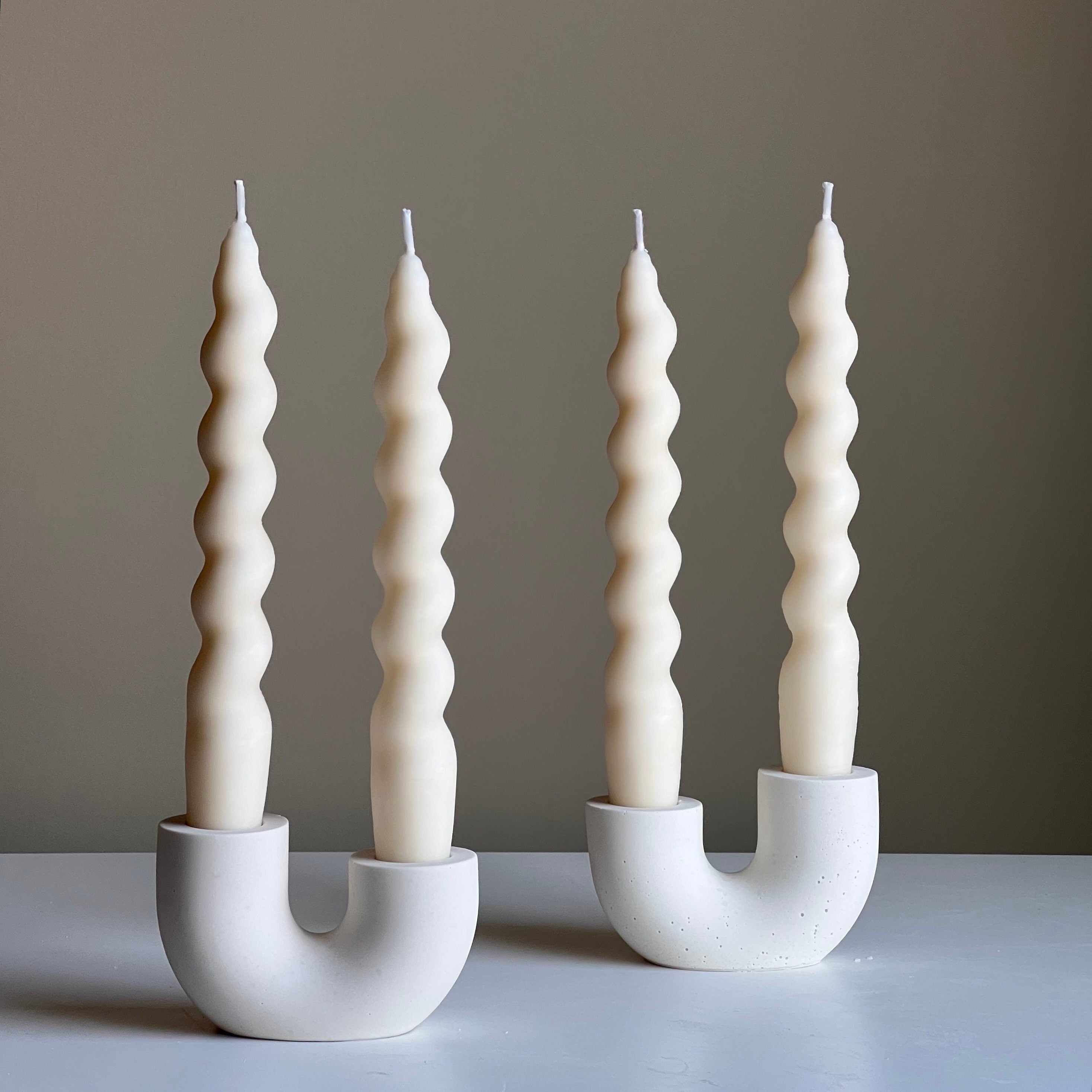 Jesmonite Double Candlestick Holder | Modern Wedding Table Decor
