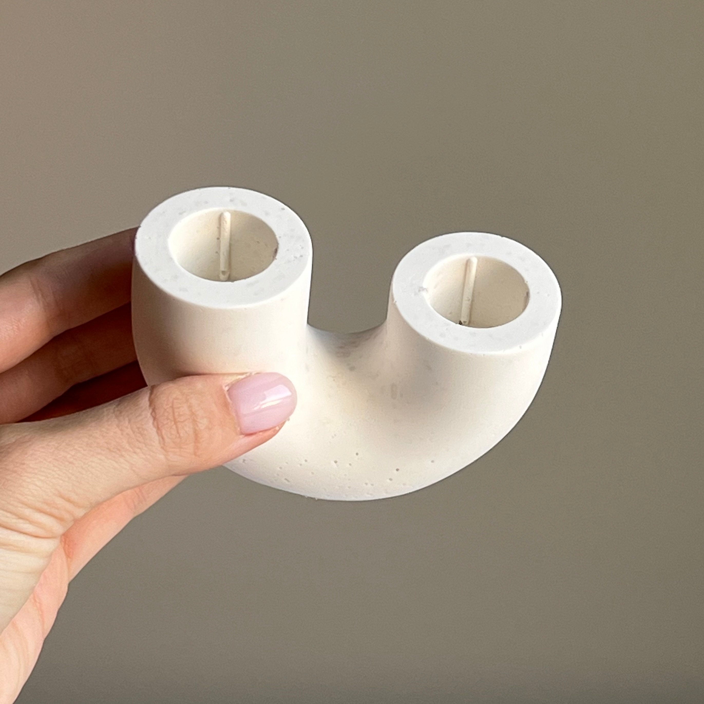 Jesmonite Double Candlestick Holder | Modern Wedding Table Decor