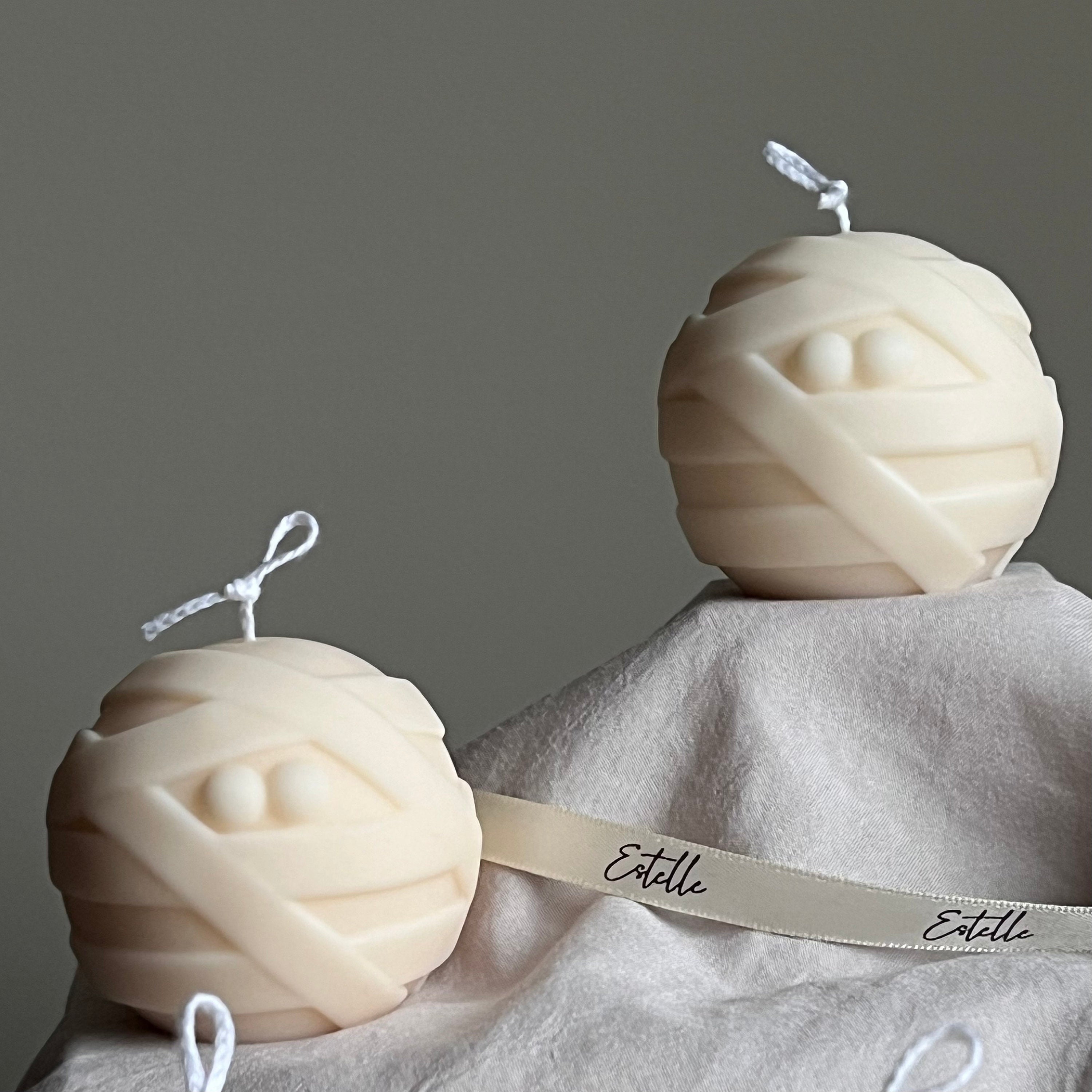 Handmade Halloween Mummy Candle | Sculptural Soy Wax Candle