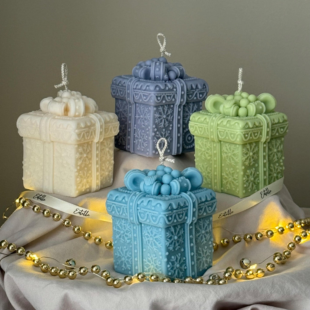 Hand Poured Soy Christmas Gift Box Candle | Festive Decor