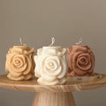 Handmade Rose Flower Candle: Vegan Soy Pillar Candle