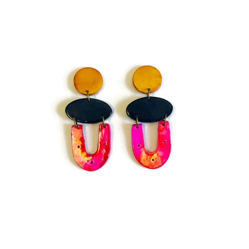 Bright Colorful Statement Earrings Handmade