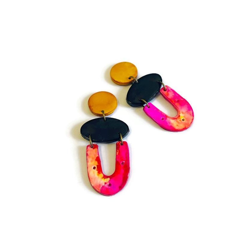 Bright Colorful Statement Earrings Handmade