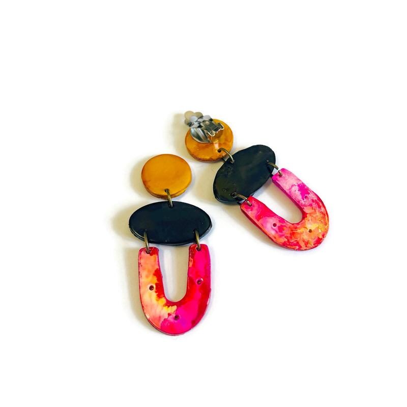 Bright Colorful Statement Earrings Handmade