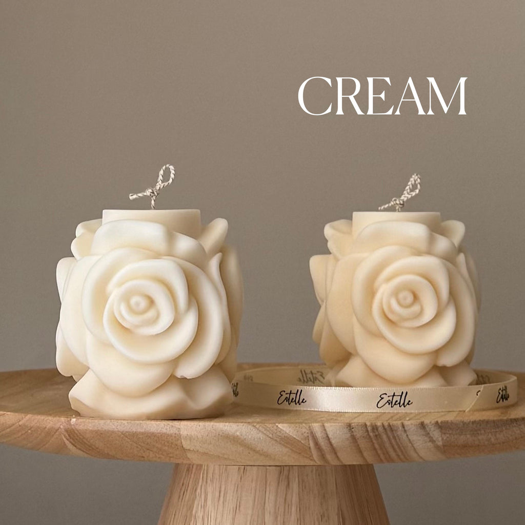 Handmade Rose Flower Candle: Vegan Soy Pillar Candle