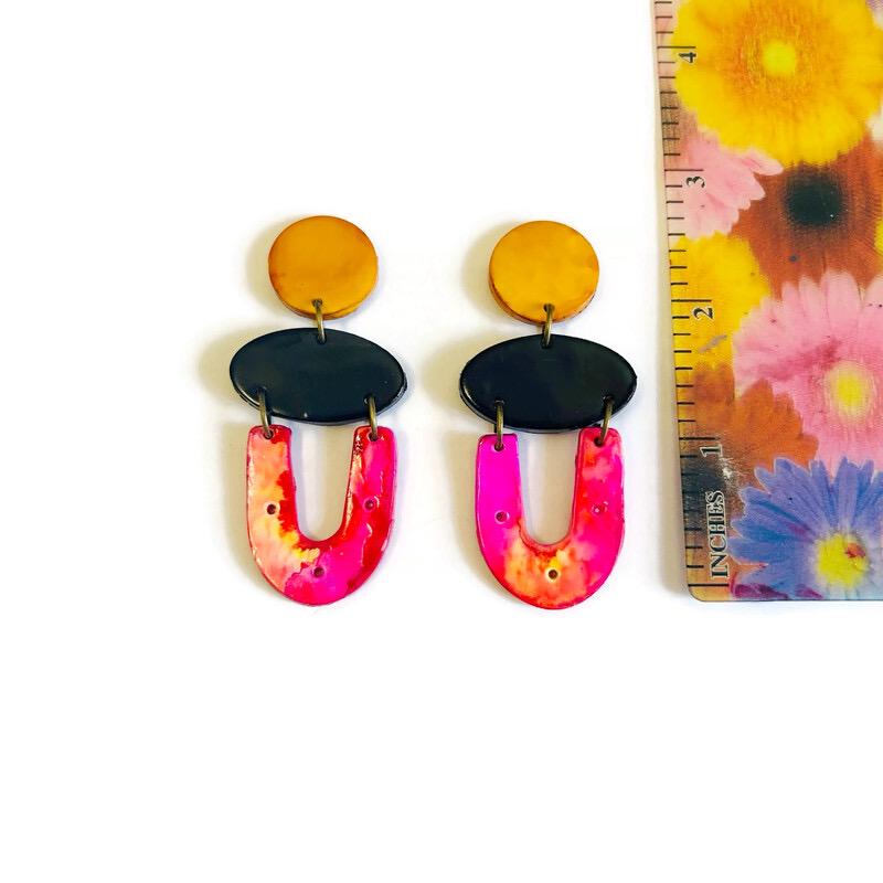 Bright Colorful Statement Earrings Handmade
