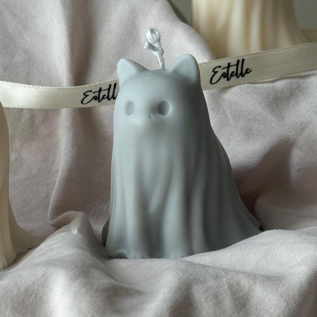 Halloween Cat Ghost Candle: Handmade Soy Wax Animal Gift
