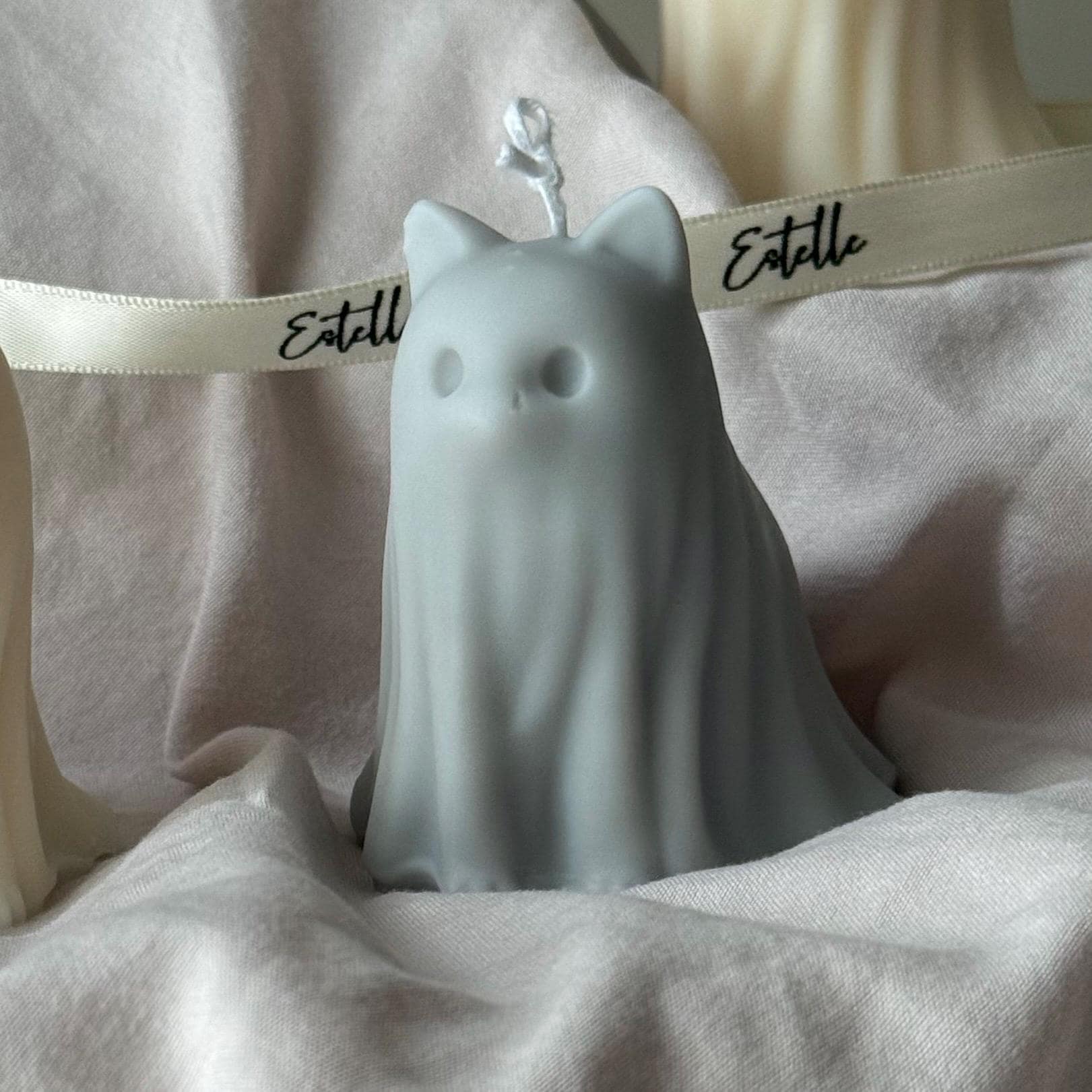 Halloween Cat Ghost Candle: Handmade Soy Wax Animal Gift