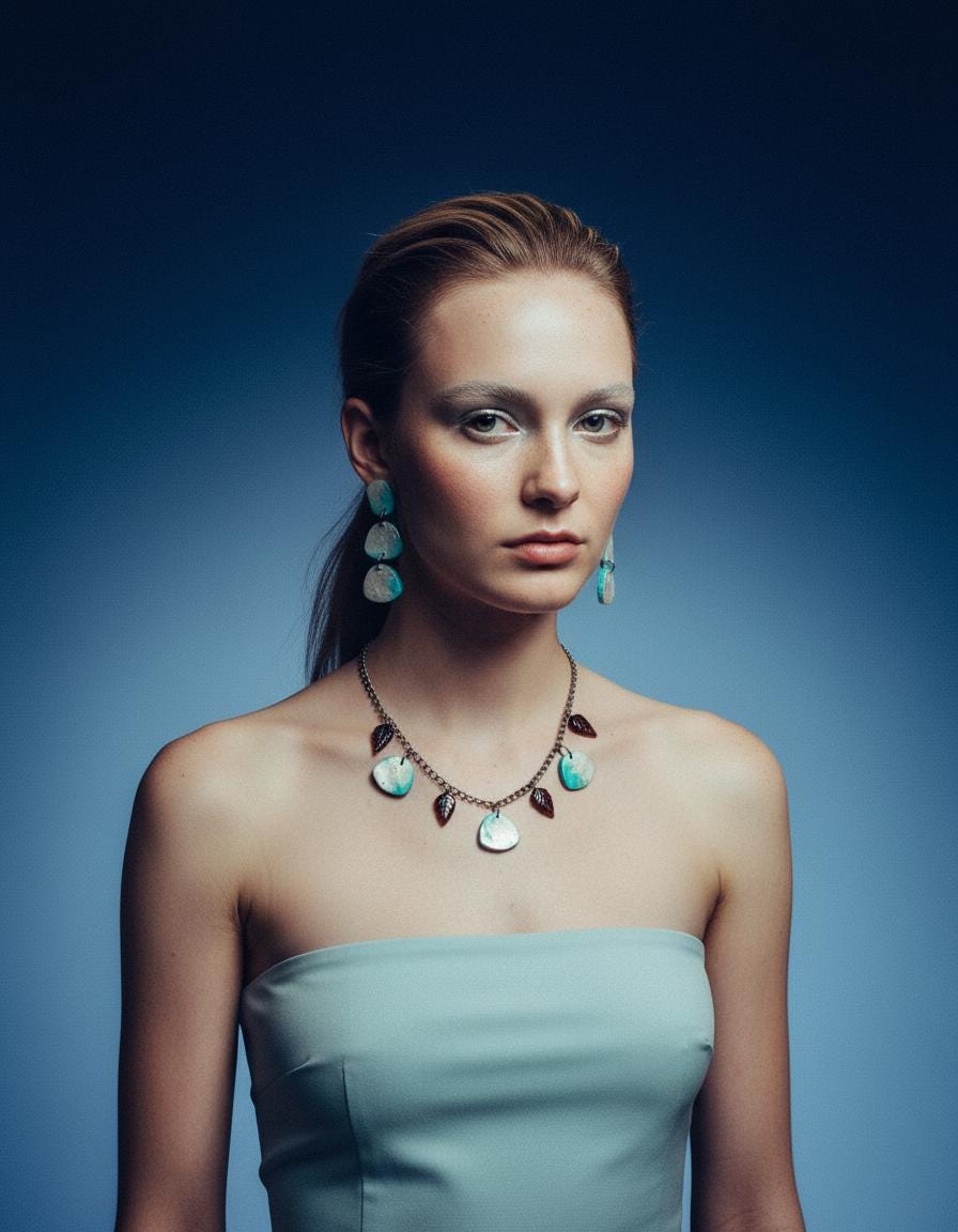 Icy Blue & Silver Necklace & Earring Set