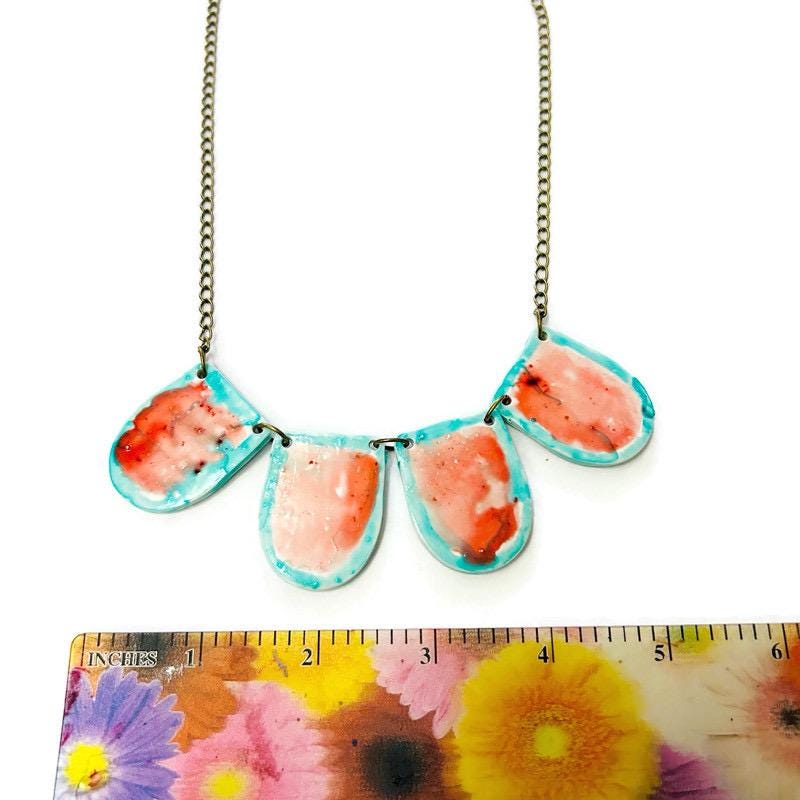 Watercolor Bib Necklace Handmade from Clay & Painted