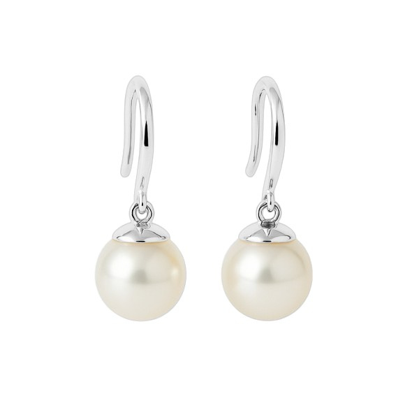 14K Solid Gold 9.00 MM Real South Sea Pearl Drop Earrings