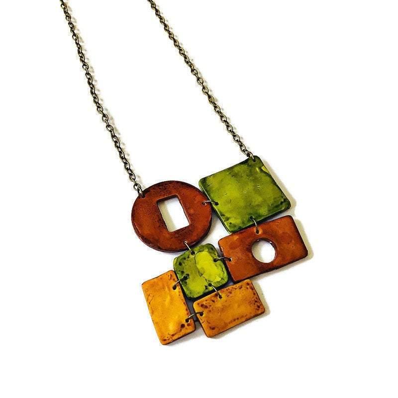 Trendy Earth Tone Earrings in Brown, Yellow and Green- "Dani"