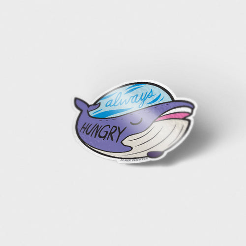 "Always Hungry" Blue Whale Vinyl Sticker