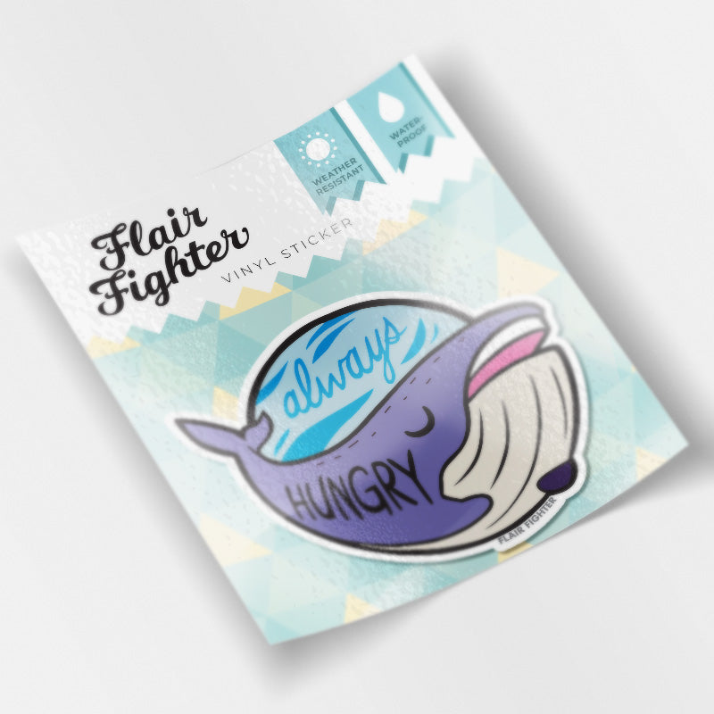"Always Hungry" Blue Whale Vinyl Sticker